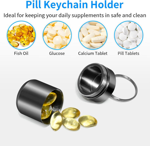 CHIVENIDO Pill Keychain Holder- Small Pill Box Waterproof Pill Fob Organizer Portable Pill Holder Keychain (Gray)...
