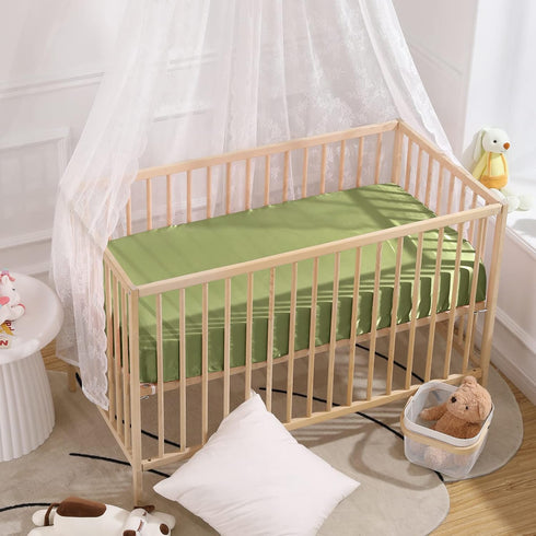 SiinvdaBZX Satin Mini Crib Sheets 38 x 24In, Silky Soft Mini Portable Crib Sheets Mattress Cover Portable Playard Sheets with 5In Deep Pocket, Gre...