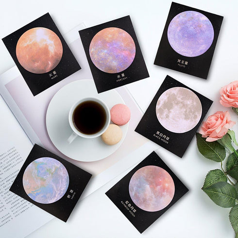 GTHER Planet Sticky Note, Moon Earth Sticky Notes Cute Fun Cool Circle Self-Adhesive Note Self-Stick Memo Pad Notes for College Classroom Office N...