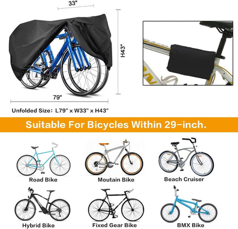 Bike Cover for 2-3 Bike Waterproof Outdoor Bicycle Cover with Lock Hole for Mountain Road Bikes...