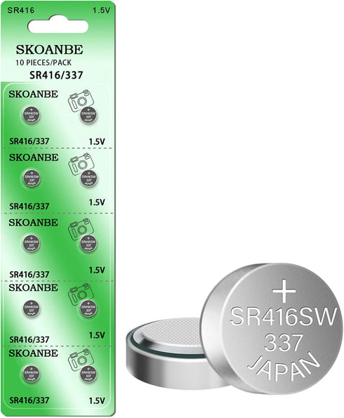 SKOANBE SR416SW 337 1.55V Watch Battery (10-Pack)...