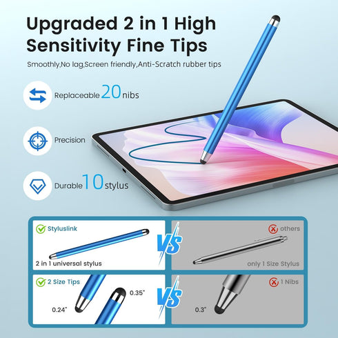 Stylus Pens for Touch Screens,10 PACK 2 in 1 Capacitive Apple Pen ipad Stylus Pencil Universal Stylus Pen for iPad iPhone Android Phone Samsung Ga...