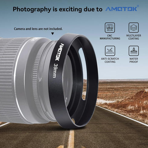 39mm Camera Lens Hood Compatiable All Brands Ø Lenses with 39mm Filter Thread,Made of CNC.Aluminium Hollow Lens Hood...