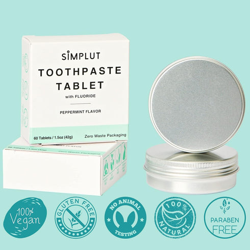 Chewable Toothpaste Tablets with Fluoride, 60 Pack - Travel Sized Oral Care, Eco Friendly Vegan Dental Tabs for Brushing - All Natural, SLS Free I...
