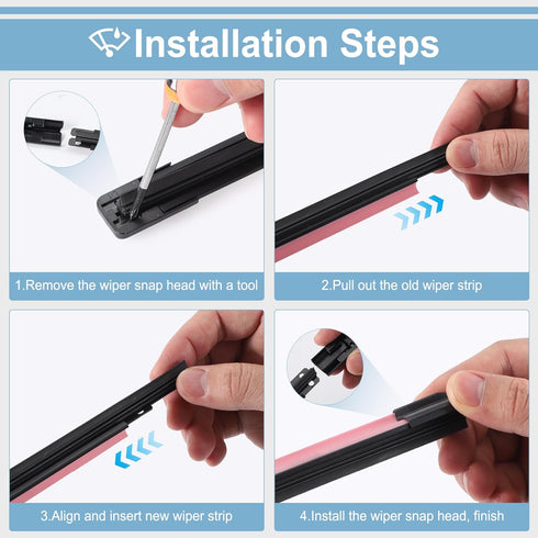 Silicone Windshield Wiper Blades Refills (Pack of 2), Adjustable Automotive Rubber Frameless Window Boneless Insert Wiper Blade Refill Universal f...