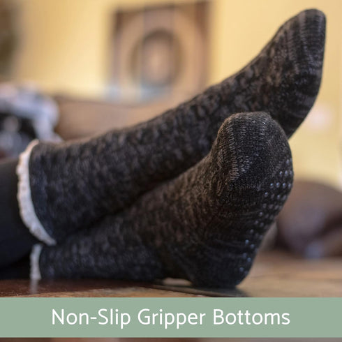 Elanze Designs Simple Knit Womens One Size Plush Lined Non Skid Indoor Slipper Socks...