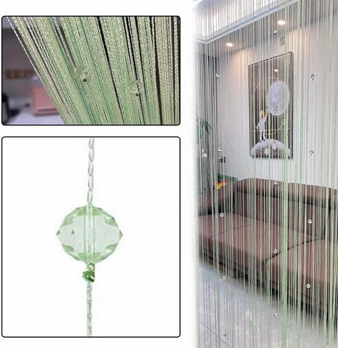 Decorative Door String Curtain Wall Panel Fringe Window Room Divider Blind for Wedding Coffee House Restaurant Parts Crystal Tassel Screen Home De...