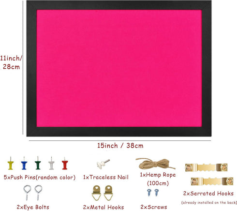 Pink Bulletin Boards Cork Board with Felt, 15"x11" Small Display Pin Board Vision Board for Walls, Jewelry, Notes, Collection, Photos, Office, Woo...