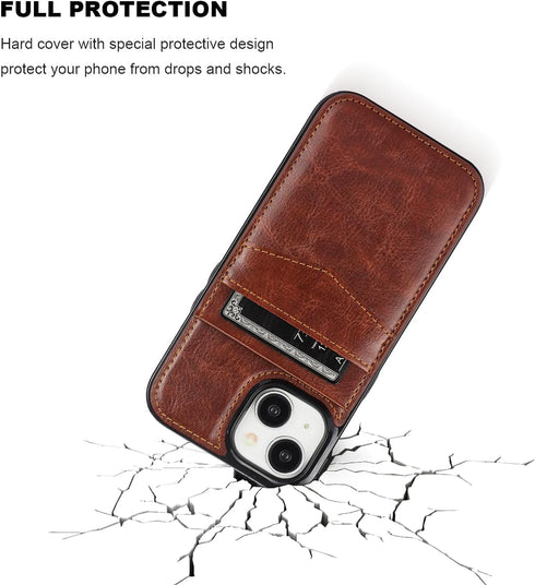 KIHUWEY Compatible with iPhone 15 Case Wallet with Credit Card Holder, Flip Premium Leather Magnetic Clasp Kickstand Heavy Duty Protective Cover f...