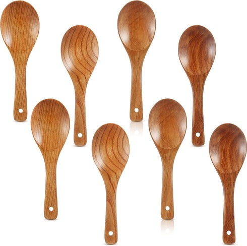 8 Pieces Wooden Spoons Set 9 Inch for Cooking, Serving Salad, Stirring Soup, Rice, Nonstick Heat Resistance Easy to Use...