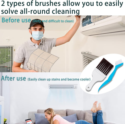 5 Pcs Air Conditioner Fin Cleaner Set 3 Different Ac Fin Comb Condenser Fin Straightener,2 Different Brush Condenser Ac Coil Cleaner Air Refrigera...