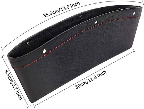 2 Set Car Seat Gap Organizer, Car Seat Gap Filler, PU Full Leather Car Seat Crevice Storage Box Universal Fit in Between Car Seat Catcher for Phon...