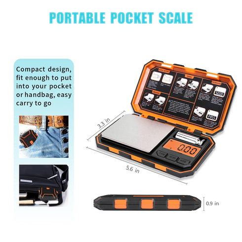 Fuzion Digital Pocket Scale, 500g x 0.01g Gram Scale, Mini Scale 6 Units Jewelry Scale with LCD Display, Tare Function for Food, Jewelry, Coin, Co...