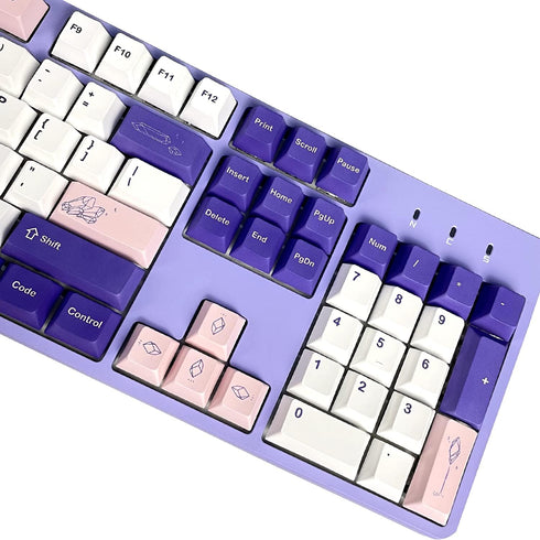 kutethy PBT Keycaps 5-Faced Dye-subbed Keycaps Set ANSI ISO Layout Compatible GK61 64 68 84 87 104 108 Mechanical Keyboards (Purple & White)...
