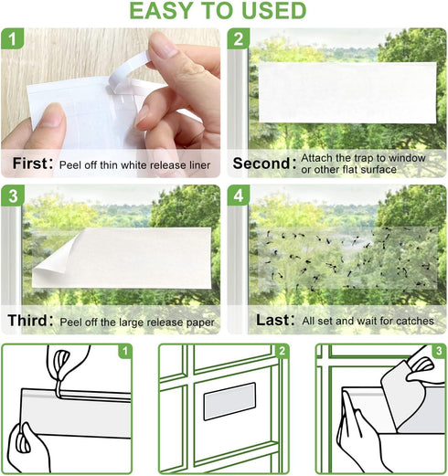 35 XL Pack Window Fly Traps, Fruit Fly Traps for Indoors, Fly Paper Sticky Strips, Fly Traps for Indoors Clear...