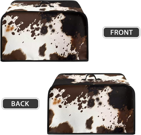 Brown Cow Print Slow Cooker Dust Cover with Side Mesh Pocket Dustproof Portable Slow Cooker Protcetor Compatible with 6, 7 or 8 Quart Crock Pots K...