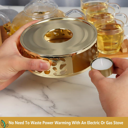 KAYCROWN Teapot Warmer, Stainless Steel Tea Warmer with Candle Holder, Candle Heater for Heating Tea, Coffee and Milk, Universal Teapot Heater...
