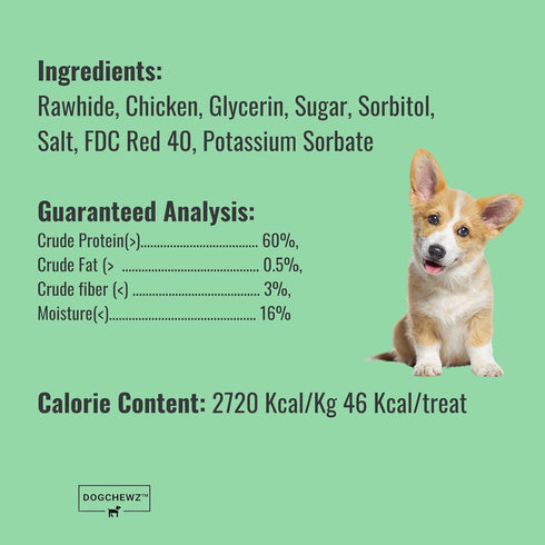 DOGCHEWZ™ Rawhide Dual Color Knotted Mini Bone Dog Chew Treats with Chicken Wrapped 3" (18 Ct/Bag) - Chicken Flavored...