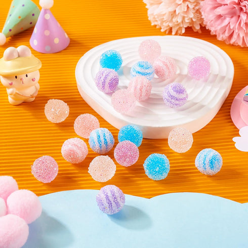 21Pcs Acrylic Disco Ball Sugar Beads 16mm Cute Focal Beads Chunky Candy Bubblegum Beads Pink Blue for Crafts DIY Beadable Pens Bracelets Jewelry M...
