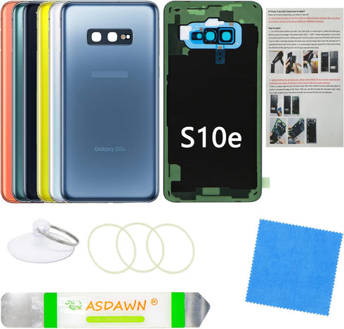 Galaxy S10e Replacement Back Glass Panel Case with Installation Manual + Pre-Installed Camera Lens + All The Adhesive + Repair Tool Kit for Samsun...