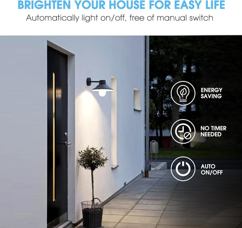 Dusk to Dawn Light Bulbs Outdoor, A19 LED Sensor Light Bulb, 9W(60W Equivalent), Automatic On/Off Photocell, Daylight White 5000K Porch Light, E26...