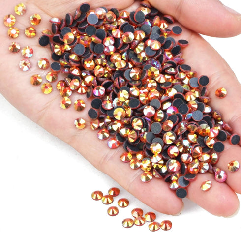 1000 Pieces Hot Fix Glass Flatback Rhinestones HotFix Round Crystal Gems (Golden Sun, SS20)...