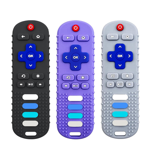 3Pcs Silicone Teething Toys, Remote Control Shape Teethers for Babies Remote Teething Toys, Silicone TV Remote Teether BPA Free/Dishwasher/Refrige...