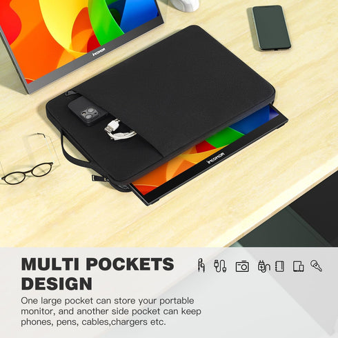 17.3 Inch Portable Monitor Case, Protective Carrying Sleeve for ASUS Arzopa Bimawen UPERFECT ViewSonic Feiasia CUIUIC Cocopar Kksmart NexiGo Pisic...