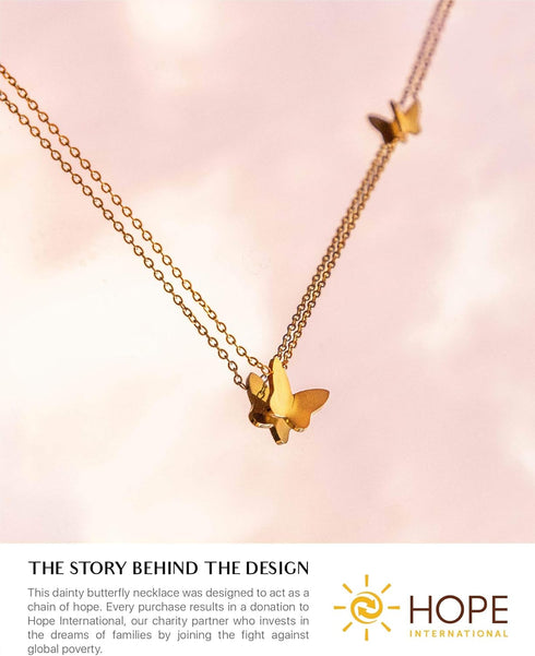 Benevolence LA Gold Butterfly Necklace, 14k Gold Dipped Butterfly Necklaces for Women, Cute Butterfly Necklace, Dainty Butterfly Jewelry, Gold Nec...