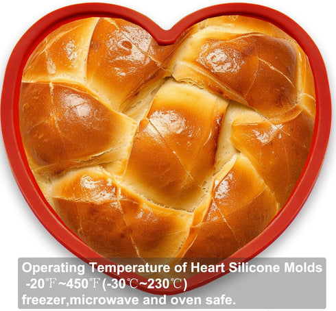 QTECLOR Silicone Heart Shaped Cake Pans, Nonstick Heart Cake Mold, Heart Shaped Baking Pans for Cakes and Brownies, Easy Clean, Freezer, Microwave...