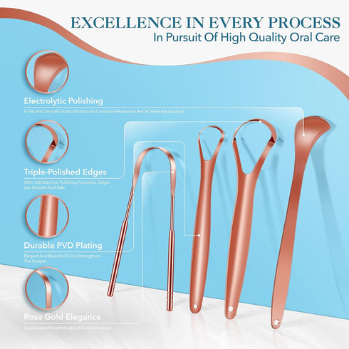 Tongue Scraper for Adults and Kids,100% Stainless Steel Tongue Scraper with Travel Case,4 Shapes,Perfect for Bad Breath & Oral Hygiene,Easy to Use...