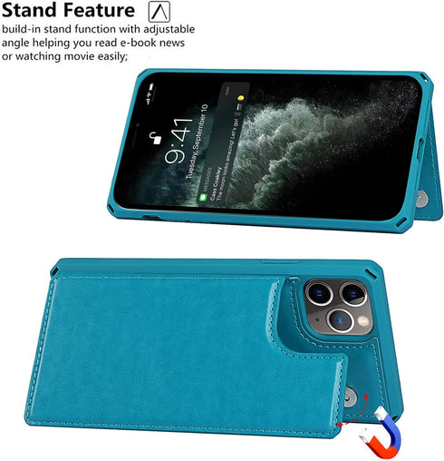 iCoverCase Compatible with iPhone 11 Pro Max Wallet Phone Case with Card Holder for Women, RFID Blocking Embossed PU Leather Wrist Strap Case for ...