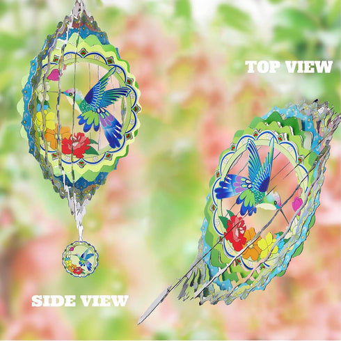 Hummingbird Wind Spinners for Yard and Garden,3D Wind Spinner, 12 inch Metal Wind Sculpture Stainless Steel Wind Catchers for Outdoor Indoor Craft...
