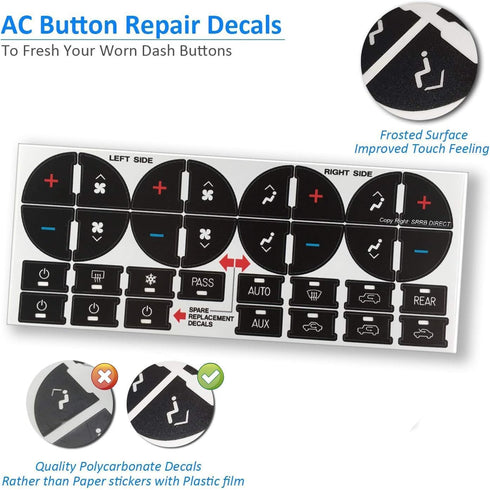 4PCS Replacement AC Control Dash Button Stickers for SUV Truck...