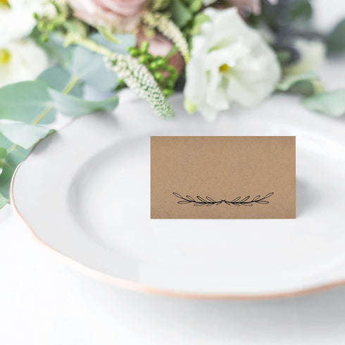 25 Rustic Kraft Tent Table Place Card For Wedding Thanksgiving Christmas Holiday Easter Catering Buffet Food Sign Paper Name Escort Card Folded Se...