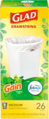Glad Trash Bags, Medium Drawstring Garbage Bags, 8 Gal, Gain Original Scent with Febreze, 26 Ct (pack of 1), Pack May Vary...