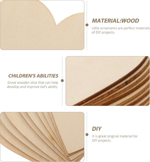 Ciieeo 10pcs 80mm Heart Pattern Wooden Slice Natural Wood Heart Slices Christmas Heart Wooden Slice for Christmas Wedding DIY Supplies (Heart Patt...