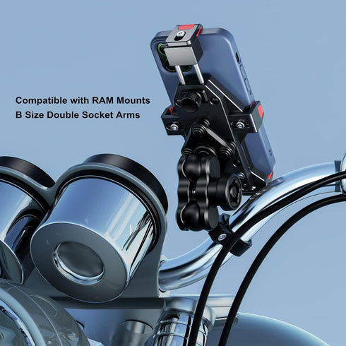 BRCOVAN Handlebar Mount with 1'' TPU Ball Compatible with RAM Mounts B Size Double Socket Arm Fit Rails Diameter 0.5'' 0.87'' 1'' 1.26'' Aluminum ...