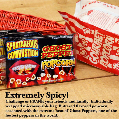 3 Pack Spontaneous Combustion Microwave Ghost Pepper Popcorn - For Those Brave Souls That Can Take the Heat....