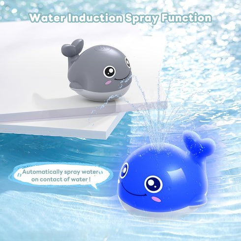 Baby Bath Toys, Kid Odyssey Rechargeable Whale Bath Toys Automatic Induction Sprinkler Bathtub Shower Toys with LED Light, No Hole - IPX7 Waterpro...