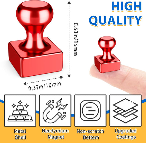 12Pack Strong Fridge Refrigerator Magnets Small Magnets, Upgraded Red Whiteboard Magnets for Detailed List Display, Metal Push Pin Magnets for Kit...