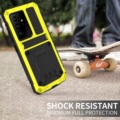 Galaxy S22 Ultra Rugged case,Metal Bumper Built-in Screen Protector&Stand,Waterproof, dustproof and Drop-Proof,Heavy Duty Rugged Military Cover (Y...