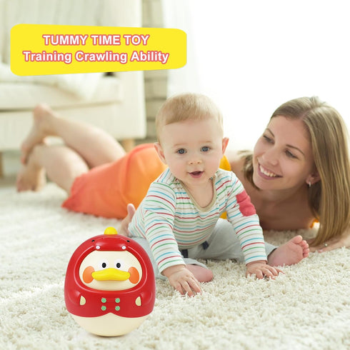Tinabless Tummy Time Toys, Dinosaur-Duck Roly Poly Baby Toy, Musical Wobbler Toy | Tumbler Wobbler Toy for Newborns 3-12 Month Baby Boys and Girls...