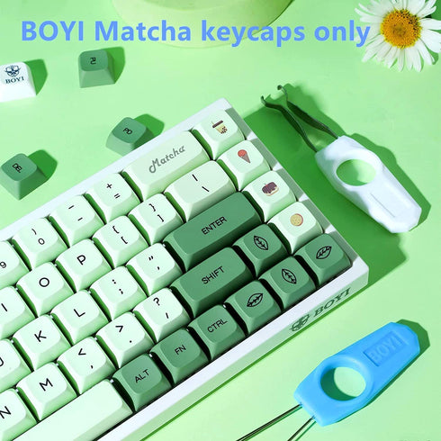 BOYI Matcha Custom 124 Key PBT Dye-Sublimated Keycaps,XDA Profile Matcha Green Tea English keycap Full Set for Cherry MX Switches,Universal Compat...
