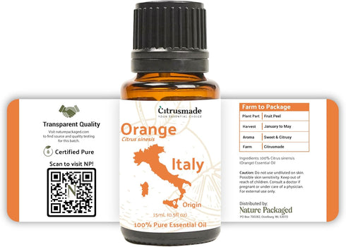 Orange Essential Oil - Direct from Citrusmade in Sicily- Pure Essential Oils for Diffusers and Aromatherapy - 100% Pure Therapeutic Grade (15ml)...