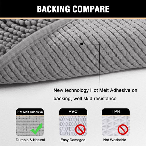 H.VERSAILTEX Chenille Bath Mat Thick Soft Absorbent for Bathroom, Microfiber Dries Quickly, Shaggy Washable Plush Durable Rug, Bathtub and Shower ...