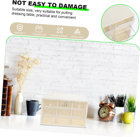 STOBOK Jiugongge Storage Box Drawer Plastic Parts Storage Stackable Craft Organizer Desk Storage Organizer Makeup Organizer with 9 Drawers for Van...