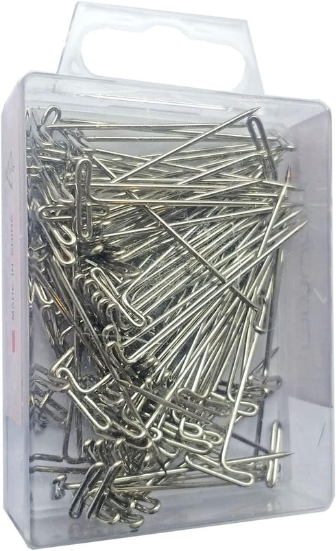 SUS304 Real Stainless Steel Wig T-Pins for Knit & Lace Wet Blocking Modelling and Crafts, 1-3/4 inch 100 Pieces with PVC Box...