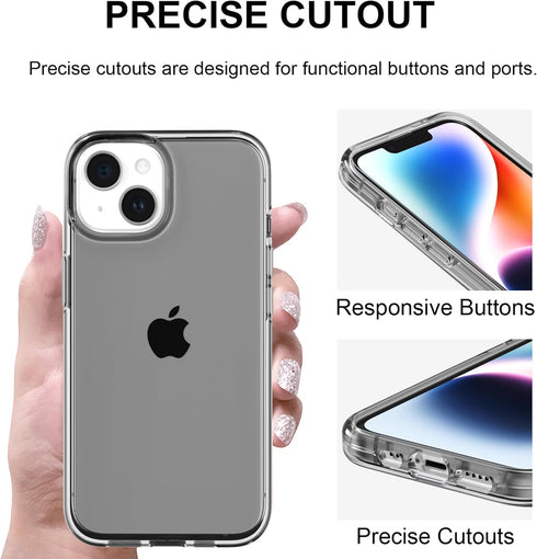 Case for iPhone 14 Plus / 15 Plus, Glitter Sparkle Bling Shockproof Protective Phone Cases for Women Girls, 6.7 Inch, Gray...