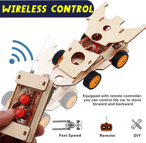 2 in 1 Science Experiment Kits for Kids,STEM Projects DIY Building Remote Control Solar Car Model Kit,3D Puzzles Wooden Motor Set,Assemble Gift To...